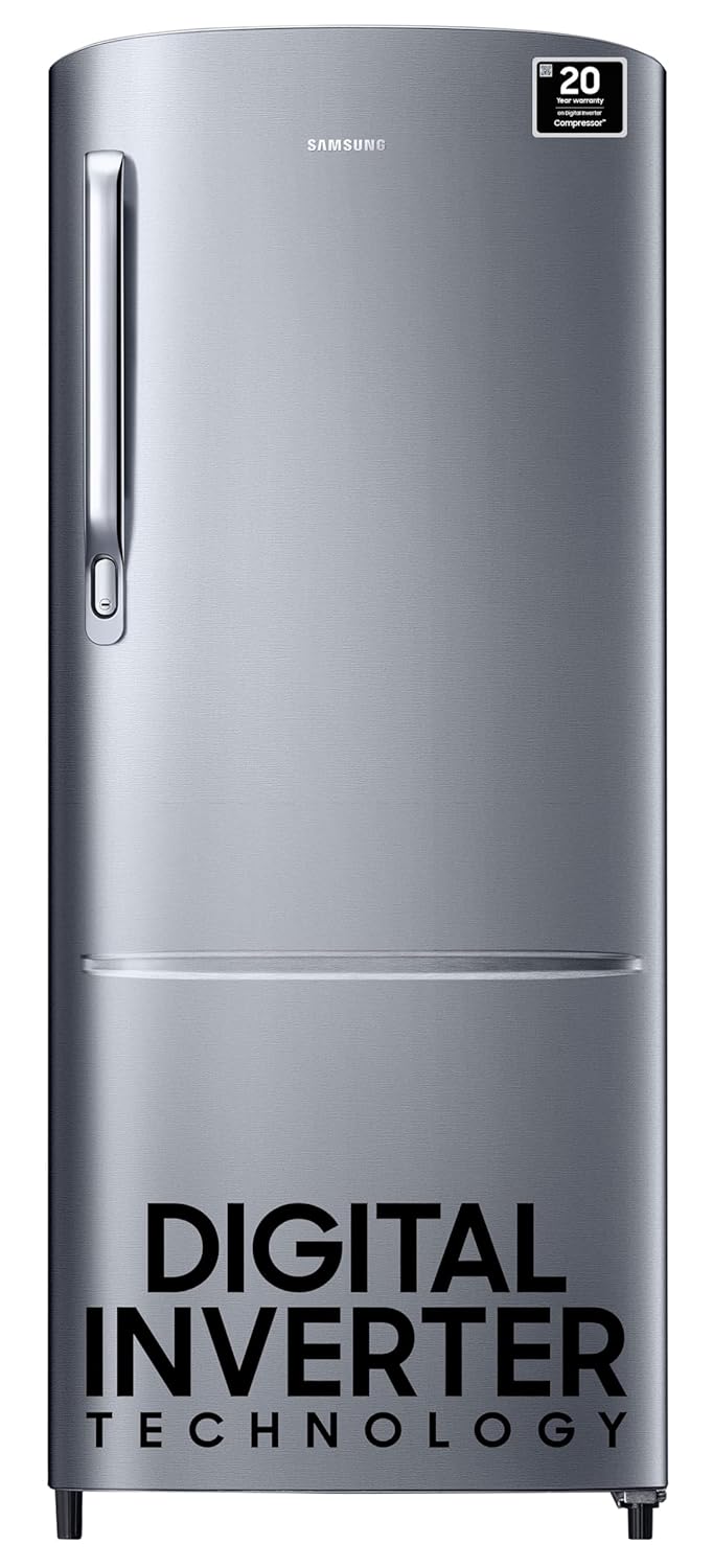 Samsung 183 L, 3 Star, Digital Inverter, Direct-Cool Single Door Refrigerator (RR20C1723S8/HL, Silver, Elegant Inox, 2024 Model)
