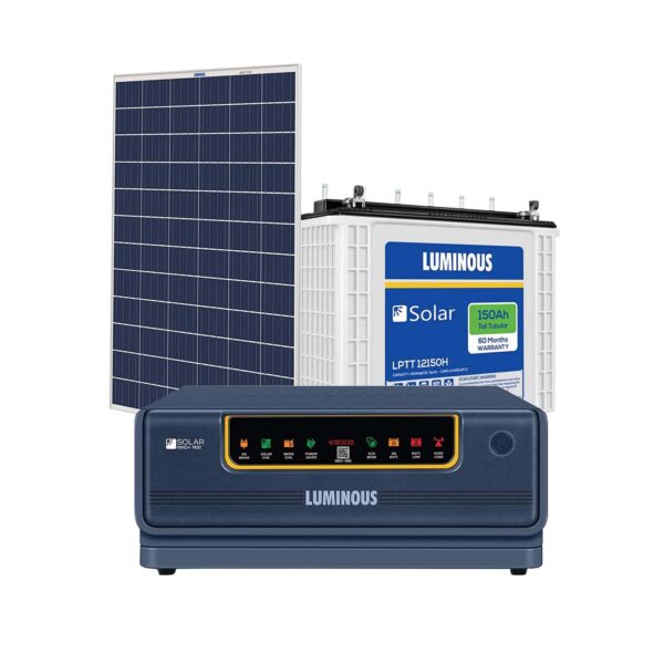 Luminous Solar Combo for Home, Office & Shops | NXG+ 1150 Inverter, LPT12150H 150Ah Battery & 170W Polycrystalline Solar Panel