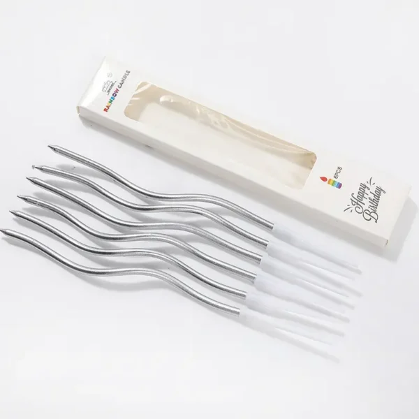Twisty Unscented Candles  pack of 6 Silver color