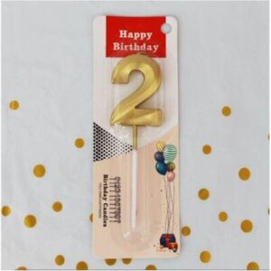 Metallic Golden Number 2 Candles for Anniversary Birthday Golden Digit 2 , ( 2 , 22 , 32 , 42 , 52 , 62 , 72 ) Second Birthday