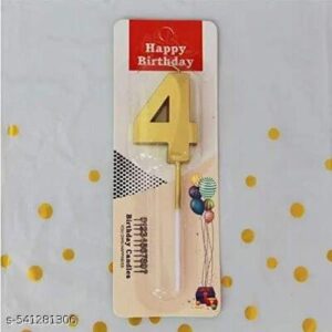 Golden Metallic Number 4 Candles for Anniversary Birthday Golden (Four 44th,14th,24th,34th,44th,54th,64th,74th,84th,94th