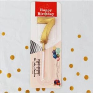 Metallic Golden Number 7 Candles for Anniversary Birthday Golden (7 Seventh Seven 7th 17 17th 27 27th 37 47 57 67)