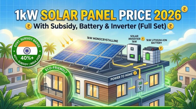1kW Solar Panel Full Set Price in India (2026) With Subsidy, Battery & Inverter
